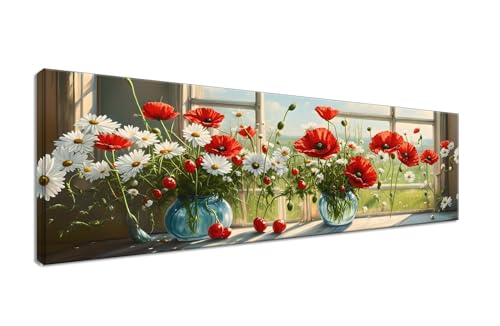 Diamond Painting Erwachsene Chrysantheme Diamond Painting Mohn Diamant Painting Bilder Anfänger,DIY 5D Diamant Kunst Malerei Kreuzstich Stickerei Set 100x300cm,Deko Wohnzimmer,Mädchen Geschenke J1-594 von JUAIYOON