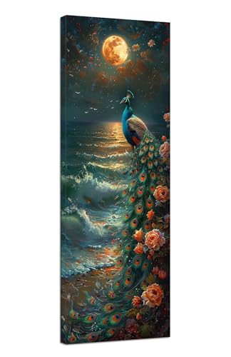 Diamond Painting Erwachsene Meer Diamond Painting Pfau Diamant Painting Bilder Anfänger, DIY 5D Diamant Kunst Malerei Kreuzstich Stickerei Set 70x210cm, für Deko Wohnzimmer, Mädchen Geschenke J1-4 von JUAIYOON