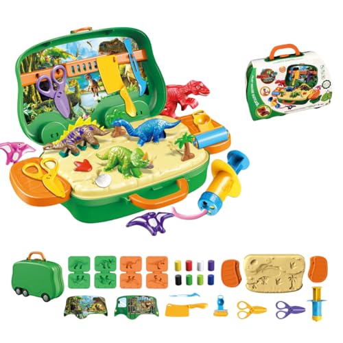 JUCHRZEY DIY buntes Plastilin-Spielzeugkisten-Set, 8 Farben, Modelliermasse, Spielknete-Set, Kunst-Ton-Teig-Bastelset, 2024 neues Spielknete-Set mit Dinosaurier-Thema, Ju von JUCHRZEY