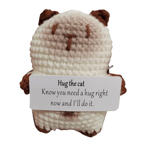 JUCHRZEY Häkelpuppe zur emotionalen Unterstützung mit positiver Affirmationskarte, lustiges Spielzeug zum Stressabbau, kreative Strickpuppen, Geschenke for Frauen und Männer von JUCHRZEY