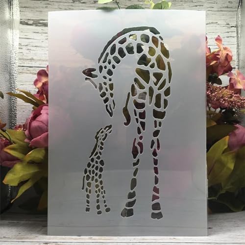 Malschablonen A4, 29 cm, Giraffe, Mama und Baby, wiederverwendbar, für Bastelarbeiten, Holz, Wand, Leinwand, Stoff, Stein, Schild von JUDUOYANXIAN