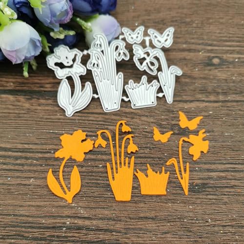 Metallschablonen für Kartenherstellung, 4,9 x 7,6 cm, Blumen, Pflanzen, Metall-Stanzformen für Scrapbooking, dekorative Prägung, Handarbeitsvorlage von JUDUOYANXIAN