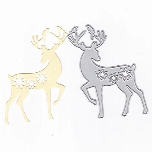 Metallschablonen für Kartenherstellung, 9,5 x 5,3 cm, Weihnachts-Hirsch-Blume, Metall-Stanzformen für Scrapbooking, Prägung, Kartenherstellung, Album von JUDUOYANXIAN