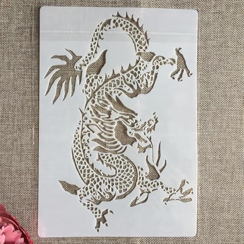 Schablonen zum Malen, 26 x 18 cm, Motiv: Westerndrache, wiederverwendbare Schablone zum Malen auf Holz, Wand, Stoff, Stein, Stoff, Schild, DIY-Kunstprojekte, Stil B von JUDUOYANXIAN