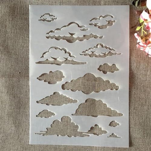 Schablonen zum Malen, A4, 29 cm, Himmel-Wolke, wiederverwendbare Schablone zum Malen auf Holz, Wand, Stoff, Stein, Stoff, Schilder, DIY-Kunstprojekte von JUDUOYANXIAN