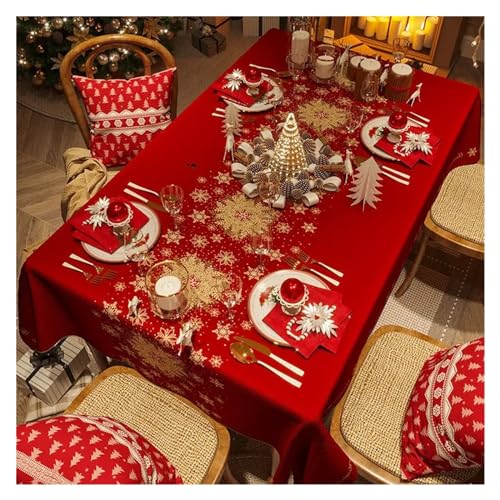 JUFKGBAR Tischdecke Weihnachten Rote Neujahrs-Tischdecke, festlich, Weihnachten, for Küche, Esstisch, Party, Tee, Tischset, Heimdekoration, waschbar, staubdicht(4,70x150cm 27x59inch) von JUFKGBAR