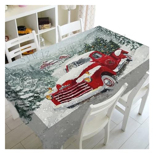 JUFKGBAR Tischdecke Weihnachten Weihnachten Schneemann Polyester Rechteck Tischdecke Party Dekoration Wasserdicht Esstisch Tischdecke(03,140x180cm 55x70inch) von JUFKGBAR