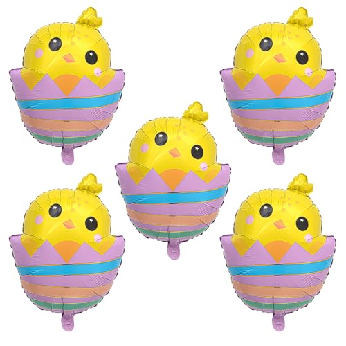 JUFYVO 5 Stück Osterballons Huhn Luftballons Folienballons Ostern Party Dekorationen Party Supplies Ballons für Ostern von JUFYVO