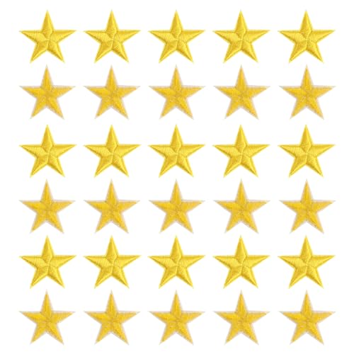 Pack of 30 Star Iron-On Stickers for Clothing, T-Shirt, Rhinestone Star Applique, Sew-On Sequins, Decorating, Iron-On Patch for Ironing on Bags, Shoes, Dress (5 Sizes) von JUGNAW