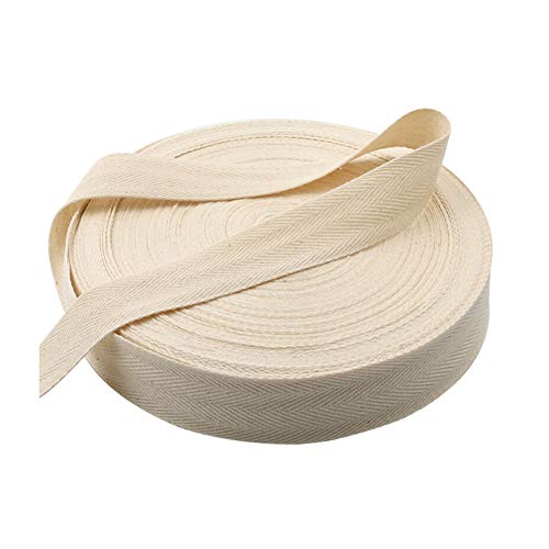 Nahtband Baumwolle,50 Meter Baumwollband Natur Baumwoll Gurtband Köperband Schrägband für Heimwerker, Handwerk, Nähen, Stricken, Geschenkverpackungen, Beige 2,5cm von JUHONNZ