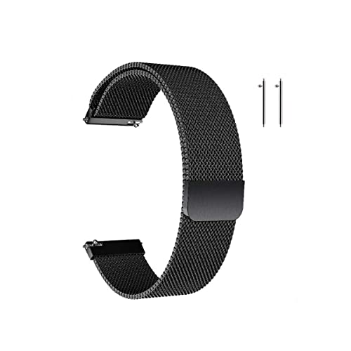 Metall Uhrenarmbänder,Mesh Schnellspanner Armband mit Magnetverschluss fur Herren und Damen Smartwatch und Traditionelle Uhr 16mm/18mm/20mm/22mm Silber/Schwarz von JUHONNZ