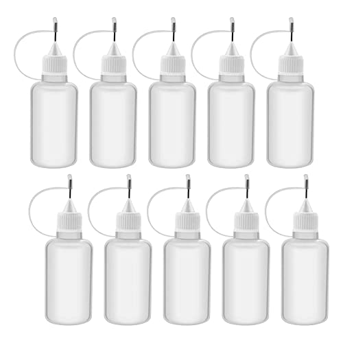 JUJNE 10 Stück 30 ml Kunststoff-Applikator-Flaschen nachfüllbare Tropfflaschen mit Nadelspitzen-Kappen für DIY von JUJNE