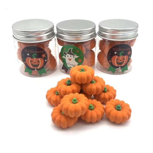 JUJNE Bulk Autumn Mini Kürbis Radiergummis Kürbis Radiergummis Orange 3D Kinder Halloween Schüler Gefälligkeiten von JUJNE