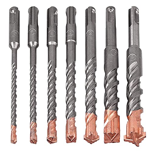 JUJNE SDS Plus Hammer-Set, 7-teilig, (4 Schlitze) für Betonsteine, Mauerwerk aus und von JUJNE