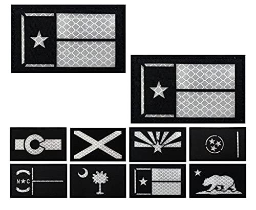 2 Stück Reflektierende Texas-Flagge Patch Staaten Flaggen Taktischer Patch Flagge für Kleidung Hut Patch Team Military Patch (Texas (2 Stück) von JUJUPUPS