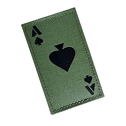 5,1 x 8,9 cm Infrarot IR Ace of Spades Death Dead Card Patches Tactical Vest Patch Hook Fastener Backing (OD Green) von JUJUPUPS