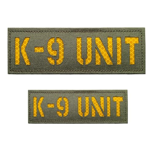 K-9 Reflektierende Rückwand K-9 Einheiten-Patch mit Klettverschluss, 1 klein und groß (OD Grün-Gelb), 2 Stück von JUJUPUPS