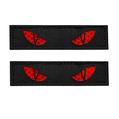 Reflektierende Katzenaugen-Patches, taktische Militär-Armee-Applikation, Klettverschluss, Schwarz, Rot, 2 Stück von JUJUPUPS