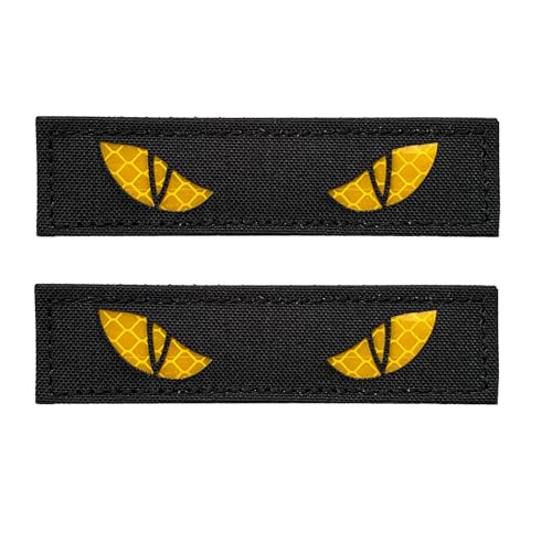 Reflektierende Katzenaugen-Patches, taktische Militär-Armee-Applikation, Klettverschluss, schwarz-gelb, 2 Stück von JUJUPUPS