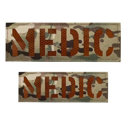 Reflektierender Medic-Patch, reflektierende Rückwand, Medic Patch mit Klettverschluss, 1 klein und groß, Schwarz (Camo-Braun), 2 Stück von JUJUPUPS