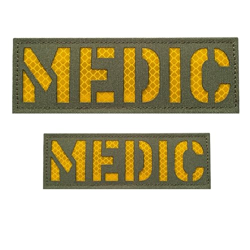 Reflektierender Medic-Patch, reflektierende Rückwand, Medic Patch mit Klettverschluss, 1 klein und groß, Schwarz (OD Grün-Gelb), 2 Stück von JUJUPUPS