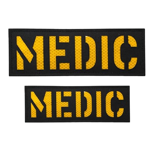 Reflektierender Medic-Patch, reflektierende Rückwand, Medic Patch mit Klettverschluss, 1 klein und groß, Schwarz (schwarz-gelb), 2 Stück von JUJUPUPS