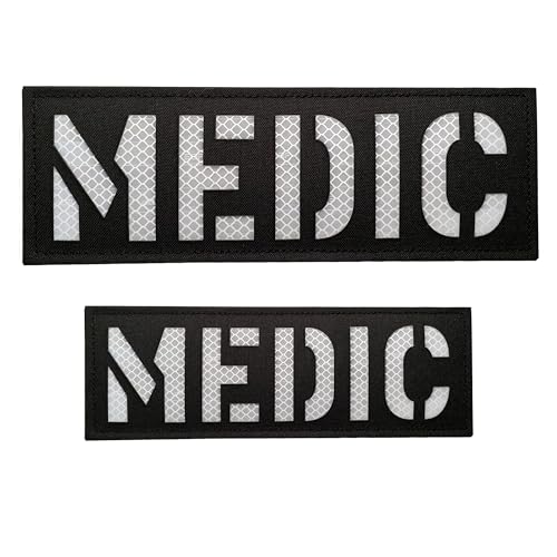 Reflektierender Medic-Patch, reflektierende Rückwand, Medic Patch mit Klettverschluss, 1 klein und groß, Schwarz (schwarz-weiß), 2 Stück von JUJUPUPS