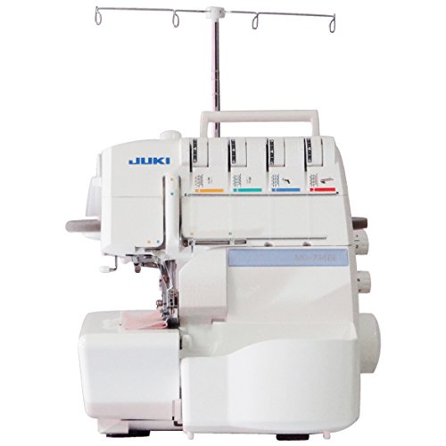 Juki Overlock Nähmaschine 734DE mit Ober & Unterfadeneinfädelhilfe inkl. Overlockbox und Schnittanleitung von JUKI