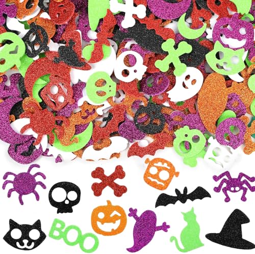 JULBEAR Halloween Sticker für Kinder, 300 Stück Halloween Aufkleber Moosgummi Glitzer Selbstklebend Halloween DIY Basteln Kinder Halloween Party Deko Geschenke Kindergeburtstag Mitgebsel von JULBEAR