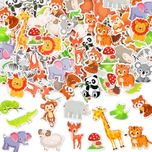 JULBEAR Sticker Tiere, 300 Stück Schaumstoff Aufkleber Tiere Sticker Waldtiere Süße Stickers for Kids Niedliche Tier Aufkleber für Auto Laptop Fahrrad Partygeschenke Dekoration Zuhause von JULBEAR