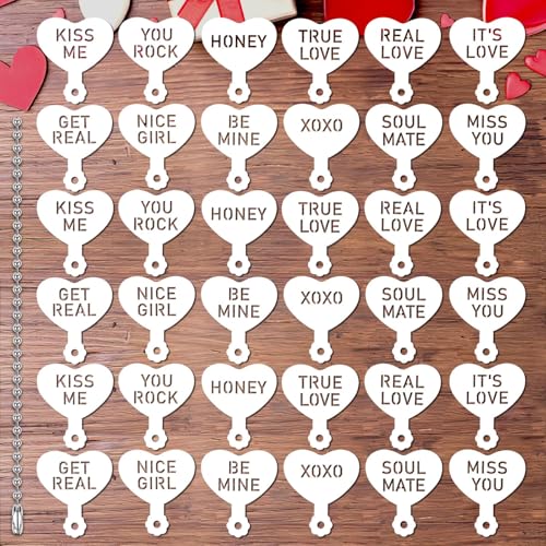 JULBEAR Valentinstag Keksschablonen, 36 Stück Valentinstag Gespräch Herz Keks Kaffee Schablonen für Kekse Backen Kaffee Dekoration Valentinstag Party Herz Liebe Satz Zeichen Handwerk von JULBEAR