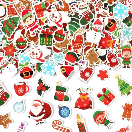 JULBEAR Weihnachten Aufkleber, 200 Stück Kinder Weihnachtsaufkleber Selbstklebend Moosgummi Weihnachten Sticker Schaumstoff Weihnachtssticker für Weihnachtsfeiern von JULBEAR