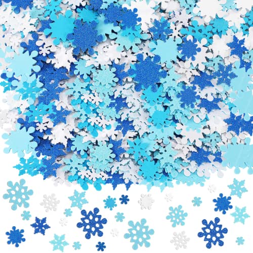 Schneeflocke Aufkleber, JULBEAR 300 Stück Winter Glitzernde Schneeflocke Deko Aufkleber Selbstklebende Schaumstoff Weihnachten Sticker DIY Filz Bastelset Weihnachten Winter Dekorationen von JULBEAR