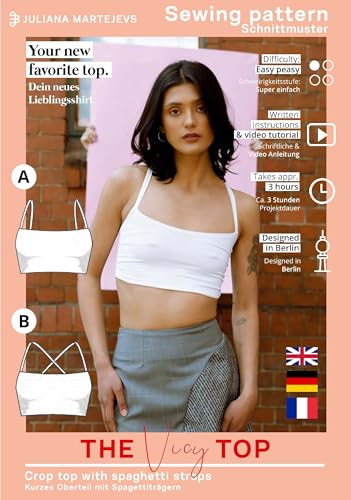 Schnittmuster Jersey Sommer Top Damen (Gr. XS-XXXL) Papierschnittmuster mit Nähanleitung zum Nähen von JULIANA MARTEJEVS