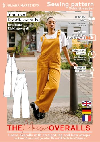 Schnittmuster Latzhose Damen (Gr. XS-XXXL) Papierschnittmuster Overall mit Nähanleitung zum Nähen von JULIANA MARTEJEVS