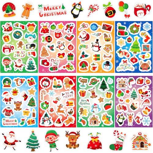 JULMELON 240 Stück Weihnachtsstickers Weihnachten Stickers, Weihnachtsaufkleber Sticker Weihnachtssticker Kinder Aufkleber Weihnachten für Weihnachtsdeko Scrapbooking Geschenke Basteln von JULMELON