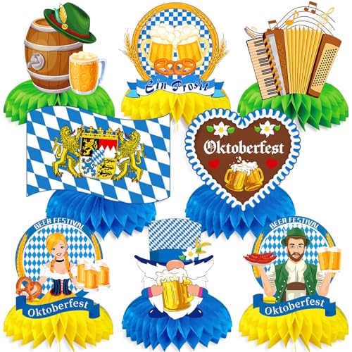 JULMELON Oktoberfest Deko, 8 Stück Oktoberfest Tischdeko Wabenform Oktoberfest Party Deko 3D Oktoberfest Deko Accessoires für Oktoberfest Party Tischdekorationen Gastgeschenke von JULMELON