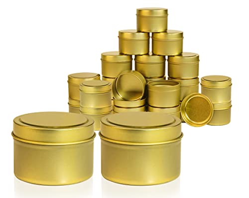 JULWHISPER Gold-Kerzendosen, 118 g, für die Kerzenherstellung, 24 Stück Kerzenbehälter, Bulk-Kerzengläser für die Kerzenherstellung – (Gold) von JULWHISPER