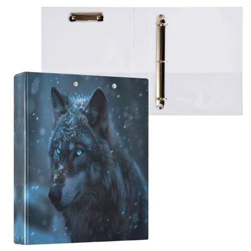 JUMBEAR A Lone Wolf Under The Snow 3-Ringbuch für Briefgröße (27,9 x 21,6 cm), Papier, runder Ringbuch-Organizer mit Klemmbrett, Klemmbrett für Schule und Bürobedarf von JUMBEAR