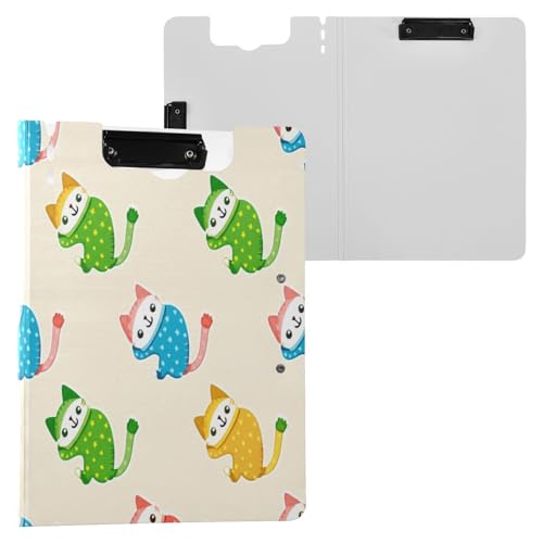 JUMBEAR Buntes Cartoon-Katzen-Klemmbrett A4 mit Doppel-Clips, faltbares Klemmbrett mit Abdeckung, leichter persönlicher Organizer, geeignet für Krankenhaus, Büro, Schule, Geschäft, Klassenzimmer JUMBEAR Buntes Cartoon-Katzen-Klemmbrett A4 mit Doppel-Clips, faltbares Klemmbrett mit Abdeckung, leichter persönlicher Organizer, geeignet für Krankenhaus, Büro, Schule, Geschäft, Klassenzimmer von JUMBEAR