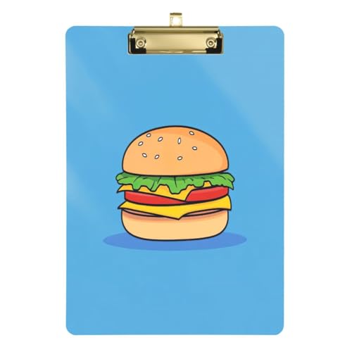 JUMBEAR Cartoon-Burger-Klemmbretter, 31,8 x 22,9 cm, A4 Standard-Buchstabengröße, hartes Klemmbrett mit Metallclip, Büro-Klemmbretter für Krankenschwestern, Studenten, Büro von JUMBEAR