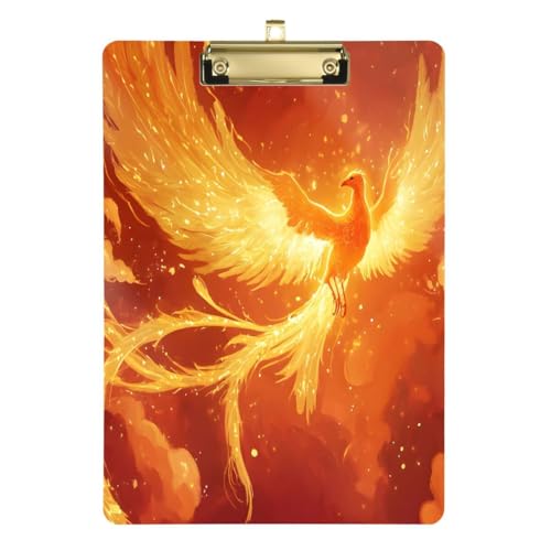 JUMBEAR Fire Phoenix Klemmbretter, 31,8 x 22,9 cm, A4 Standard-Klemmbrett mit Metallclip, Büro-Klemmbretter für Krankenschwestern, Studenten, Büro von JUMBEAR