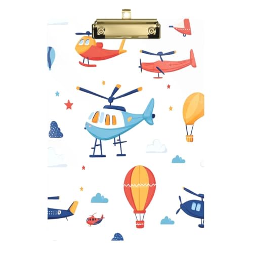 JUMBEAR Klemmbrett mit Cartoon-Flugzeug-Design, A4, Standard-Buchstabengröße, Hart-Klemmbrett mit Metallclip, Büro-Klemmbretter für Krankenschwestern, Studenten, Büro, 31,8 x 22,9 cm von JUMBEAR