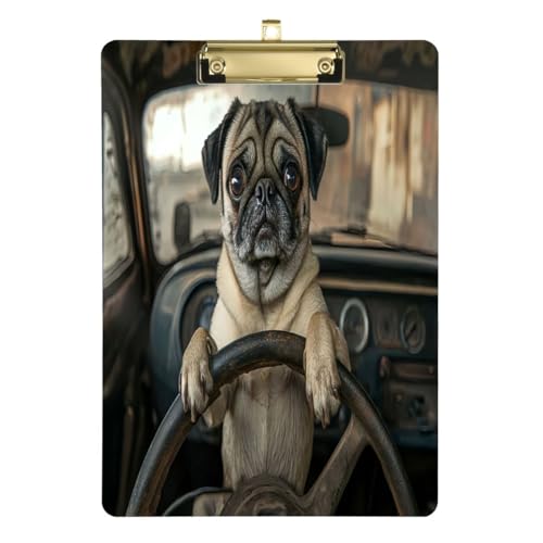 JUMBEAR Klemmbrett mit niedlicher Bulldogge, 31,8 x 22,9 cm, A4 Standard-Klemmbrett in Briefgröße, Hart-Klemmbrett mit Metallclip, Büro-Klemmbretter für Krankenschwestern, Studenten, Büro von JUMBEAR