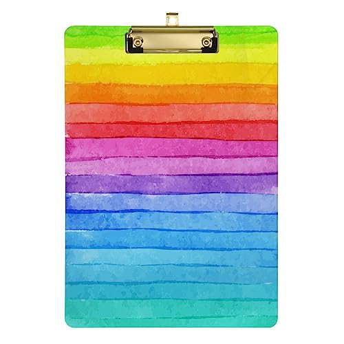 JUMBEAR Klemmbretter in Regenbogenfarben, gestreift, nachfüllbar, PVC-Platte mit Clip, Hartfaserplatte, für A4-Papiere, Büroangestellte, Schule, 31,8 x 22,9 cm von JUMBEAR