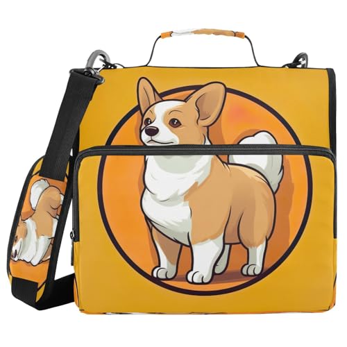 JUMBEAR Lovely Corgi Hunde-Ordner mit Reißverschluss, A4, Konferenzmappe mit Ringbuch, Reise- und Geschäftsmappe von JUMBEAR