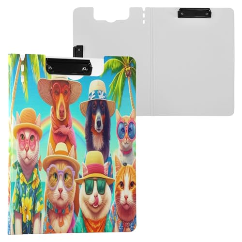 JUMBEAR Niedliches Katzen- und Hunde-Klemmbrett im Sommer-Stil, A4, mit Doppel-Clips, faltbares Klemmbrett mit Abdeckung, leichter persönlicher Organizer, geeignet für Krankenhaus, Büro, Schule JUMBEAR Niedliches Katzen- und Hunde-Klemmbrett im Sommer-Stil, A4, mit Doppel-Clips, faltbares Klemmbrett mit Abdeckung, leichter persönlicher Organizer, geeignet für Krankenhaus, Büro, Schule von JUMBEAR