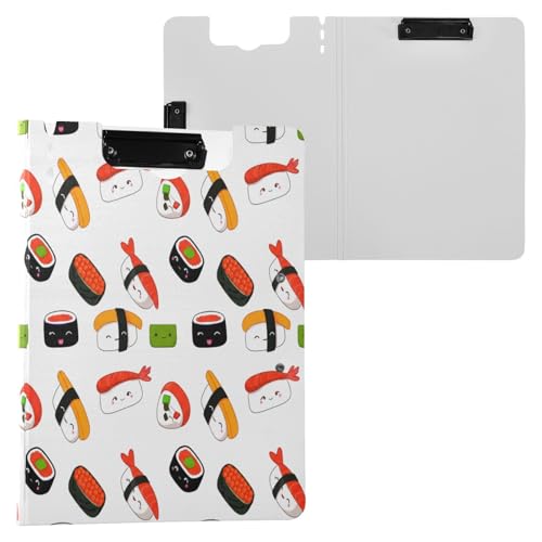 JUMBEAR Niedliches buntes Sushi-Klemmbrett A4 mit Doppel-Clips, faltbares Klemmbrett mit Abdeckung, leichter persönlicher Organizer, geeignet für Krankenhaus, Büro, Schule, Geschäft, Klassenzimmer JUMBEAR Niedliches buntes Sushi-Klemmbrett A4 mit Doppel-Clips, faltbares Klemmbrett mit Abdeckung, leichter persönlicher Organizer, geeignet für Krankenhaus, Büro, Schule, Geschäft, Klassenzimmer von JUMBEAR