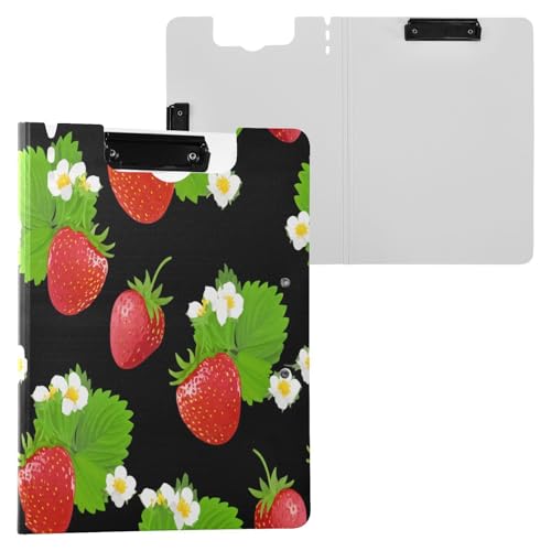 JUMBEAR Niedliches kleines Klemmbrett mit Blumen und Erdbeeren, A4 mit Doppel-Clips, faltbares Klemmbrett mit Abdeckung, leichter persönlicher Organizer, geeignet für Krankenhaus, Büro, Schule JUMBEAR Niedliches kleines Klemmbrett mit Blumen und Erdbeeren, A4 mit Doppel-Clips, faltbares Klemmbrett mit Abdeckung, leichter persönlicher Organizer, geeignet für Krankenhaus, Büro, Schule von JUMBEAR