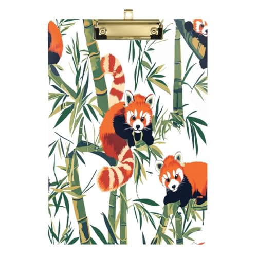 JUMBEAR Red Pandas Klemmbretter, 31,8 x 22,9 cm, A4 Standardbriefgröße, hartes Klemmbrett mit Metallclip, Büro-Klemmbretter für Krankenschwestern, Studenten, Büro von JUMBEAR